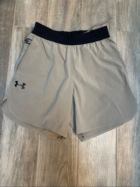 Under Armour Gray Athletic Shorts with Black Waistband